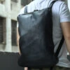 Leather Simple Backpack Retro Style Head Layer Leather Hand Enlargement Capacity 15.6 Inch Computer Backpack Bag