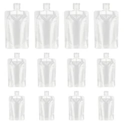 YASUOA 12 Pieces Travel Size Refillable Empty Squeeze Pouch, TSA Approved Stand Up Pouch For Toiletry, Lotion Shampoo Shower Gel Squeezable Bags, Leakproof Cosmetic Containers (30ml/50ml/100ml)