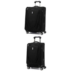 Travelpro Luggage Crew 11 25" Expandable Spinner Suitcase W/Suiter + 20" Carry-On Spinner (Black)