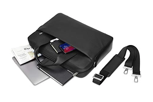 Moleskine Classic Leather Slim Briefcase, Black - For Work, School, Travel & Everyday Use, Space For Devices, Tablet, Laptop, & Chargers, Notebook Planner Or Organizer, Secure Zipper 4 Moleskine Classic Leather Slim Briefcase, Black - For Work, School, Travel & Everyday Use, Space For Devices, Tablet, Laptop, & Chargers, Notebook Planner Or Organizer, Secure Zipper - Image 4