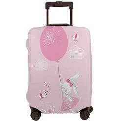 Travel Luggage Cover,Rabbit Girl With Balloon,Washable Elastic Durable , With Concealed Zipper Suitcase Protector Fits For 22-24 Inch -M.