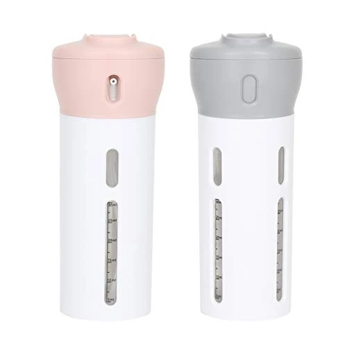 Travigo 4-in-1 Travel Bottle Dispenser, Includes Four Empty Reusable 1.4 Oz. (40 ML) Cosmetic Toiletry Containers For Sanitizer, Soap, Lotions, Skincare, Makeup Products (Gray-Pink, 2 Piece Set) 1 Travigo 4-in-1 Travel Bottle Dispenser, Includes Four Empty Reusable 1.4 Oz. (40 ML) Cosmetic Toiletry Containers For Sanitizer, Soap, Lotions, Skincare, Makeup Products (Gray-Pink, 2 Piece Set)