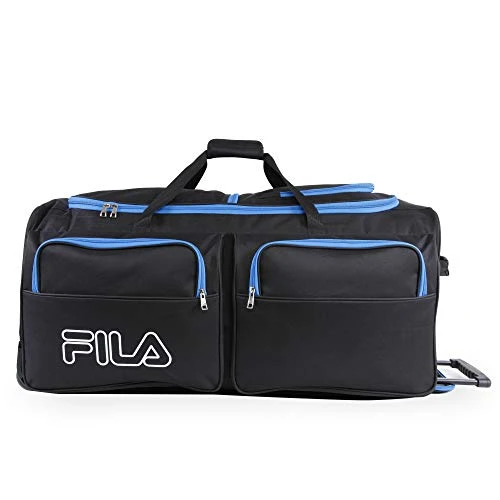 Fila 7-Pocket Large Rolling Duffel Bag, Black/Blue, One Size 4 Fila 7-Pocket Large Rolling Duffel Bag, Black/Blue, One Size - Image 4