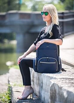 Kenneth Cole Reaction Women's Sophie Silky Nylon 15.6" (RFID) Laptop Backpack Navy One Size -Luggage Factory 41 MqZHxMML