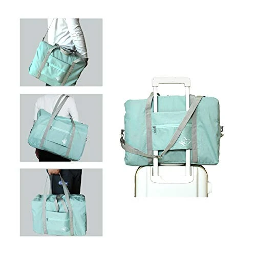 FUNFEL Travel Foldable Duffel Bag For Women & Men, Waterproof Lightweight Travel Luggage Bag For Sports, Gym, Vacation (Ⅲ-Mint Green) 3 FUNFEL Travel Foldable Duffel Bag For Women & Men, Waterproof Lightweight Travel Luggage Bag For Sports, Gym, Vacation (Ⅲ-Mint Green) - Image 3