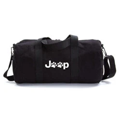 Jeep Wrangler Cat Dog Paw Prints Army Sport Heavyweight Canvas Duffel Bag In Black & White, Large