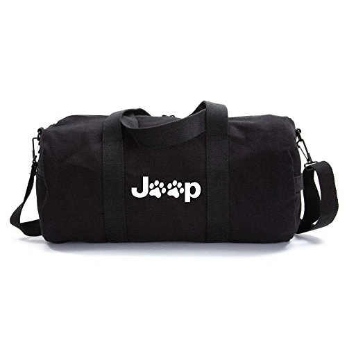 Jeep Wrangler Cat Dog Paw Prints Army Sport Heavyweight Canvas Duffel Bag In Black & White, Large 1 Jeep Wrangler Cat Dog Paw Prints Army Sport Heavyweight Canvas Duffel Bag In Black & White, Large