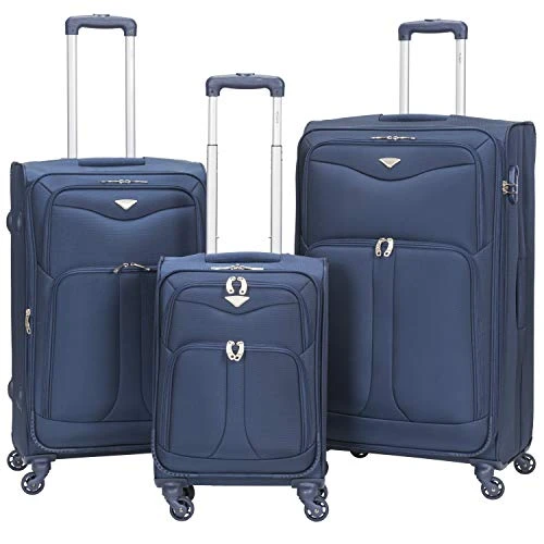 Flight Knight Lightweight 4 Wheel 800D Soft Case Suitcases Maximum Size For Delta, Cabin + Medium + Large Navy FK0039_3SET 1 Flight Knight Lightweight 4 Wheel 800D Soft Case Suitcases Maximum Size For Delta, Cabin + Medium + Large Navy FK0039_3SET