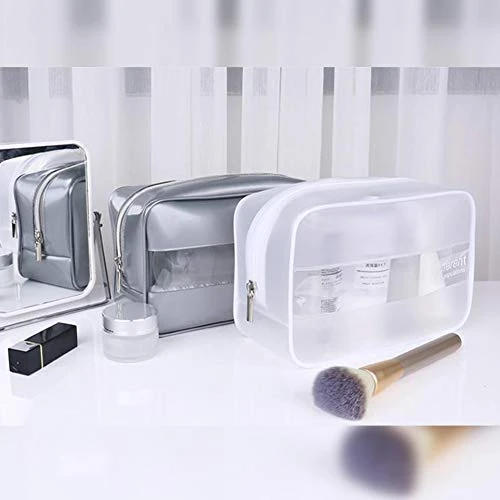 LIZHOUMIL Transparent Makeup Bag Storage Bags Travel Organizer Waterproof Makeup Beautician Cosmetic Bag Beauty Case Toiletry Bag Wash Bags Silver Medium 3 LIZHOUMIL Transparent Makeup Bag Storage Bags Travel Organizer Waterproof Makeup Beautician Cosmetic Bag Beauty Case Toiletry Bag Wash Bags Silver Medium - Image 3