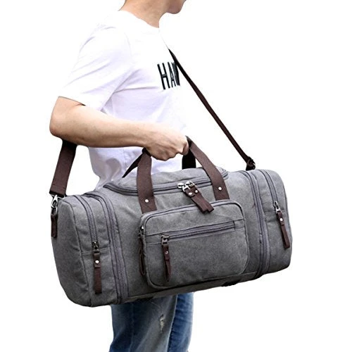 ABage Large Duffle Bag Canvas Travel Overnight Gym Weekend Tote Luggage Duffel Bags, Black 3 ABage Large Duffle Bag Canvas Travel Overnight Gym Weekend Tote Luggage Duffel Bags, Black - Image 3