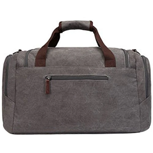 Canvas Duffel Bag, Vintage Canvas Weekender Bag Travel Bag Sports Duffel With Shoulder Strap Gray 3 Canvas Duffel Bag, Vintage Canvas Weekender Bag Travel Bag Sports Duffel With Shoulder Strap Gray - Image 3