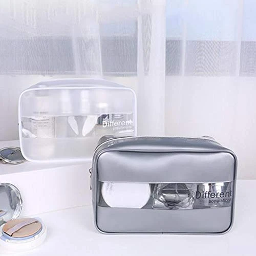 LIZHOUMIL Transparent Makeup Bag Storage Bags Travel Organizer Waterproof Makeup Beautician Cosmetic Bag Beauty Case Toiletry Bag Wash Bags Silver Medium 5 LIZHOUMIL Transparent Makeup Bag Storage Bags Travel Organizer Waterproof Makeup Beautician Cosmetic Bag Beauty Case Toiletry Bag Wash Bags Silver Medium - Image 5