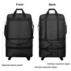 Hanke Expandable Foldable Suitcase Luggage Rolling Travel Bag Duffel Tote Bag For Men Women Lightweight Carry-on Suitcase Large Capacity Luggage With Universal Wheel(Black) -Luggage Factory 416ZsNpkmFL