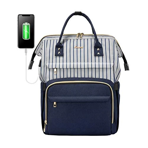Laptop Backpack For Women Work Laptop Bag Stylish Teacher Backpack Business Computer Bags College Laptop Bookbag, Stripe-Navy 1 Laptop Backpack For Women Work Laptop Bag Stylish Teacher Backpack Business Computer Bags College Laptop Bookbag, Stripe-Navy