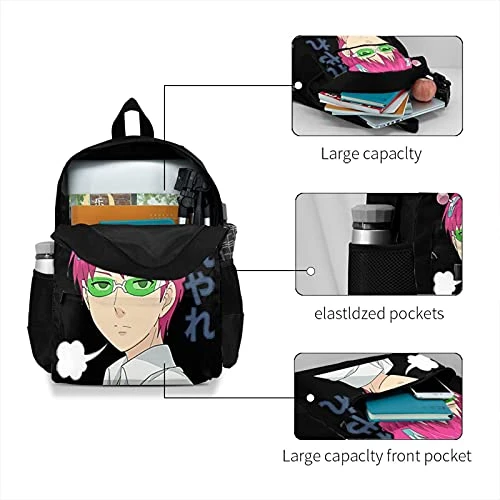 He Disastrous Life Of Saiki K Adult Backpack Travel Laptop Daypack Hiking Daypack Camping Adjustable Lightweight Large Capacity Woman'S Men Adult Student Knapsack 4 He Disastrous Life Of Saiki K Adult Backpack Travel Laptop Daypack Hiking Daypack Camping Adjustable Lightweight Large Capacity Woman'S Men Adult Student Knapsack - Image 4