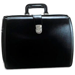 Jack Georges Mens [Personalized Initials Embossing] Elements Classic Leather Briefcase In Black