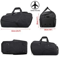 Gym Bag Sports Duffle Bag With Shoes Compartment Waterproof Large Travel Duffel Bags Weekender Overnight Bag For Men Women 45L Black 15 Gym Bag Sports Duffle Bag With Shoes Compartment Waterproof Large Travel Duffel Bags Weekender Overnight Bag For Men Women 45L Black -Luggage Factory 419RuRWYPGL