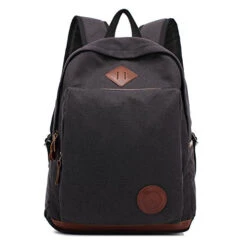 Augur Vintage Canvas Backpack Durable Laptop Rucksack Classic Travel Backpack (Large, Black)