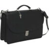 Jack Georges [Personalized Initials Embossing] Platinum Double Gusset Flap Over Leather Briefcase In Black