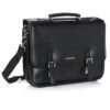 Alpine Swiss Leather Briefcase Dressy Double Buckle Flap-Over Black