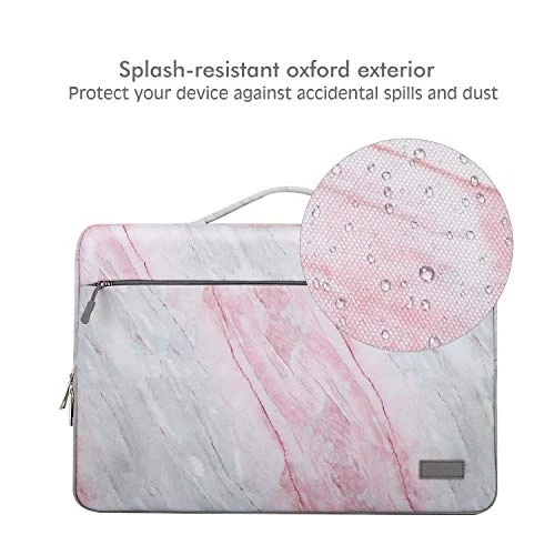 MoKo 13-13.3 Inch Laptop Sleeve Case Compatible With MacBook Air 13-inch Retina, MacBook Pro 13", HP Dell Acer Lenove Notebook Computer, Protective Carrying Bag With Pocket, Pink Gray Marble 4 MoKo 13-13.3 Inch Laptop Sleeve Case Compatible With MacBook Air 13-inch Retina, MacBook Pro 13", HP Dell Acer Lenove Notebook Computer, Protective Carrying Bag With Pocket, Pink Gray Marble - Image 4