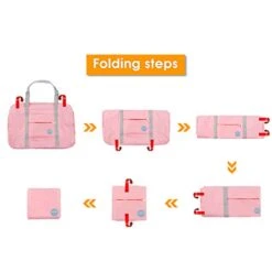 WANDF Foldable Travel Duffel Bag Luggage Sports Gym Water Resistant Nylon (Coral Pink) 13 WANDF Foldable Travel Duffel Bag Luggage Sports Gym Water Resistant Nylon (Coral Pink) -Luggage Factory 41CCfZtmV4L
