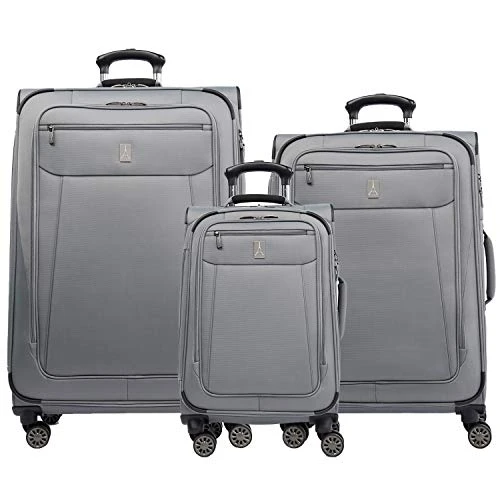 Travelpro Skywalk Limited 3 Piece Spinner Suitcase Set - Softside Expandable Travel Luggage With Spinning Wheels – Carry On & Checked Bags, Grey 1 Travelpro Skywalk Limited 3 Piece Spinner Suitcase Set - Softside Expandable Travel Luggage With Spinning Wheels – Carry On & Checked Bags, Grey
