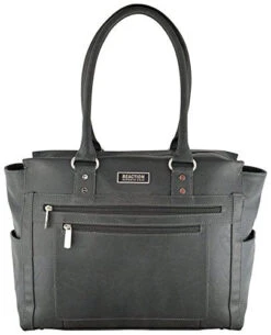 Kenneth Cole Reaction Tote And Tie Single Gusset Top Zip Computer Carry On Tote (Charcoal)