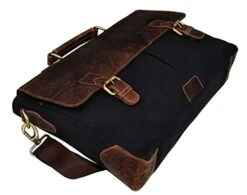Genuine Leather Vintage 15.6" Laptop Canvas Messenger Satchel Bag -Luggage Factory 41FivPoA6lL