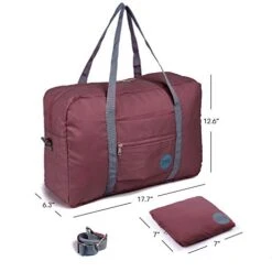 Wandf Foldable Travel Duffel Bag Luggage Sports Gym Water Resistant Nylon (Wine Red 2019) -Luggage Factory 41HPv46Na5L