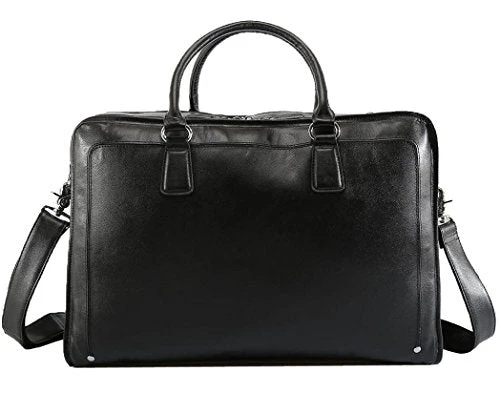 Polare Men'S Real Soft Napa Leather 17.3'' Briefcase Laptop Business Bag Black 1 Polare Men'S Real Soft Napa Leather 17.3'' Briefcase Laptop Business Bag Black