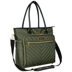 Kenneth Cole Reaction Chelsea Chevron 15" Laptop & Tablet Business Tote W/Removable Shoulder Strap, Olive, Laptop -Luggage Factory 41I8JkqFtoL