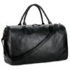 Baosha Hb-06 Pu Leather Travel Tote Bag Weekender Duffel Overnight Bag Carry On Bag (Black)