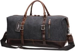 Iblue Vinatge Leather Weekender Travel Bag Mens Duffel Bag Canvas B003(Xl 21'', Grey) -Luggage Factory 41JHi 2BrbVlL
