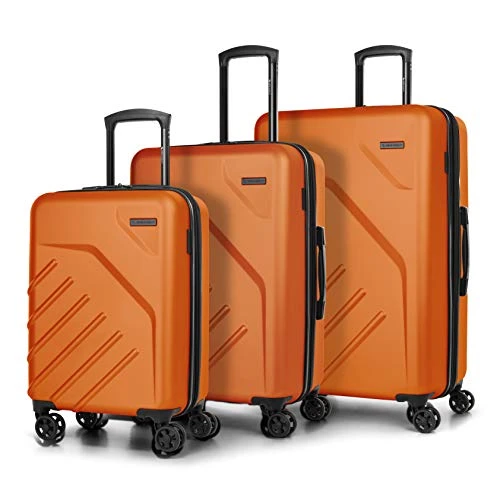 Bugatti Swiss Mobility - LGA Collection - 3 Piece Luggage Set, Lightweight And Resistant Hardside Equipped With Double 360 Degree Spinner Wheels - Made Of ABS Material - Orange 1 Bugatti Swiss Mobility - LGA Collection - 3 Piece Luggage Set, Lightweight And Resistant Hardside Equipped With Double 360 Degree Spinner Wheels - Made Of ABS Material - Orange