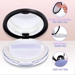 Empty Face Powder Compact With Puff-C.RAN Fire 0.17 Oz Portable Powder Puff And Container , Travel Powder Container With Mirror And Elasticated Net Sifter (2pcs,black) -Luggage Factory 41JaRzPTT5S