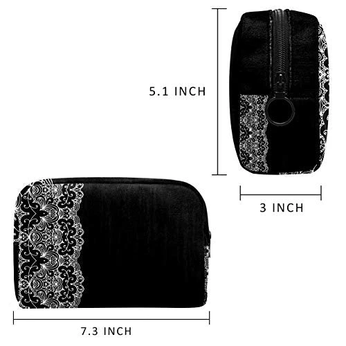 LORVIES Black And Lace Makeup Bag Toiletry Bag For Women Skincare Cosmetic Handy Pouch Zipper Handbag 6 LORVIES Black And Lace Makeup Bag Toiletry Bag For Women Skincare Cosmetic Handy Pouch Zipper Handbag - Image 6