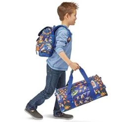 Bixbee Kids Duffle Bag, Dance Bag & Travel Bag For Sports, Gymnastics And Ballet With Adjustable Strap, Zippers, Pockets, And Comfort Grip - Kids Overnight Bag In Meme Odyssey Blue. -Luggage Factory 41Ktt PJWEL