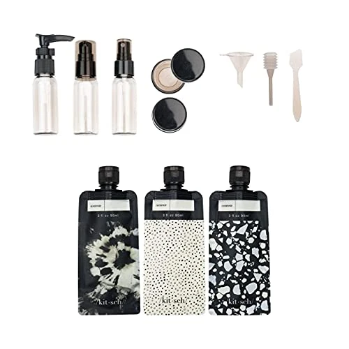 Kitsch Ultimate Travel Bottles Set, Travel Containers, Carry On, TSA Approved - 11pcs (Black & Ivory) 5 Kitsch Ultimate Travel Bottles Set, Travel Containers, Carry On, TSA Approved - 11pcs (Black & Ivory) - Image 5