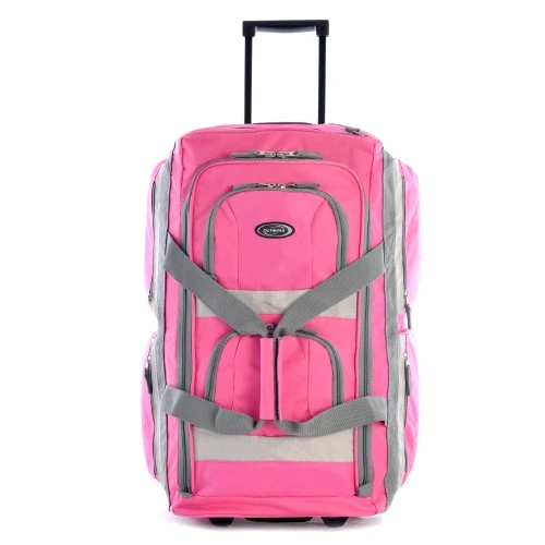 Olympia 26" 8 Pocket Rolling Duffel, Hot Pink 4 Olympia 26" 8 Pocket Rolling Duffel, Hot Pink - Image 4