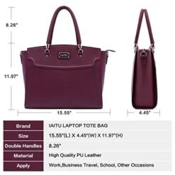 Laptop Tote Bag For Women,13-15.6 Inches Spacious Tablet Handbag Shoulder Bag For Laptop Computer Tablet(Darkpurple-N) 10 Laptop Tote Bag For Women,13-15.6 Inches Spacious Tablet Handbag Shoulder Bag For Laptop Computer Tablet(Darkpurple-N) -Luggage Factory 41MJJGuMqqL