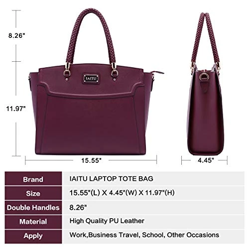 Laptop Tote Bag For Women,13-15.6 Inches Spacious Tablet Handbag Shoulder Bag For Laptop Computer Tablet(Darkpurple-N) 4 Laptop Tote Bag For Women,13-15.6 Inches Spacious Tablet Handbag Shoulder Bag For Laptop Computer Tablet(Darkpurple-N) - Image 4