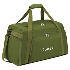 Gonex 60L Travel Duffle Bag, Weekender Overnight Duffel Bag With Shoe Compartment Army Green