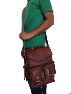 Vintage Brown School Bag Leather Backpack Laptop Messenger Bag Rucksack Sling For Men Women 10 Vintage Brown School Bag Leather Backpack Laptop Messenger Bag Rucksack Sling For Men Women -Luggage Factory 41MfHprDfPL