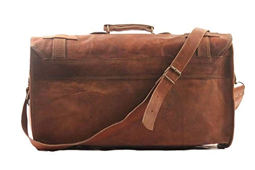 Cuero 20" Mens Retro Style Carry On Luggage Flap Duffel Leather Duffel Bag 7 Cuero 20" Mens Retro Style Carry On Luggage Flap Duffel Leather Duffel Bag - Image 7