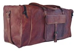 24 Inch Genuine Leather Duffel | Travel Overnight Weekend Leather Bag | Sports Gym Duffel For Men