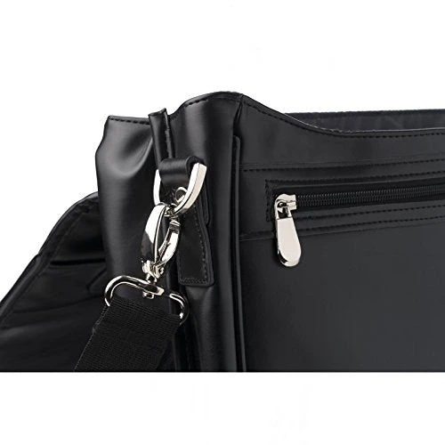 Alpine Swiss Leather Briefcase Dressy Double Buckle Flap-Over Black 8 Alpine Swiss Leather Briefcase Dressy Double Buckle Flap-Over Black - Image 8
