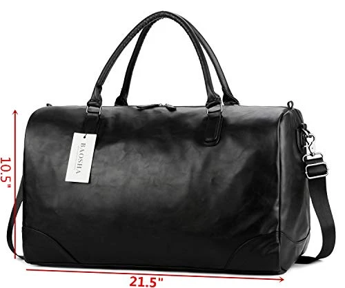 Baosha Hb-06 Pu Leather Travel Tote Bag Weekender Duffel Overnight Bag Carry On Bag (Black) 2 Baosha Hb-06 Pu Leather Travel Tote Bag Weekender Duffel Overnight Bag Carry On Bag (Black) - Image 2