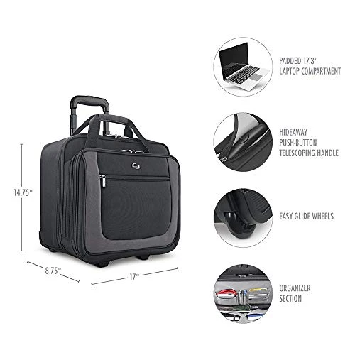 Solo New York Bryant Rolling Laptop Bag. Travel-friendly Rolling Briefcase For Women And Men. Fits Up To 17.3 Inch Laptop. Amazon Exclusive Color Black/Grey 2 Solo New York Bryant Rolling Laptop Bag. Travel-friendly Rolling Briefcase For Women And Men. Fits Up To 17.3 Inch Laptop. Amazon Exclusive Color Black/Grey - Image 2