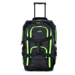 Olympia 8 Pocket Rolling Duffel Bag, Black/Lime, 22 Inch -Luggage Factory 41Q Q efFBL
